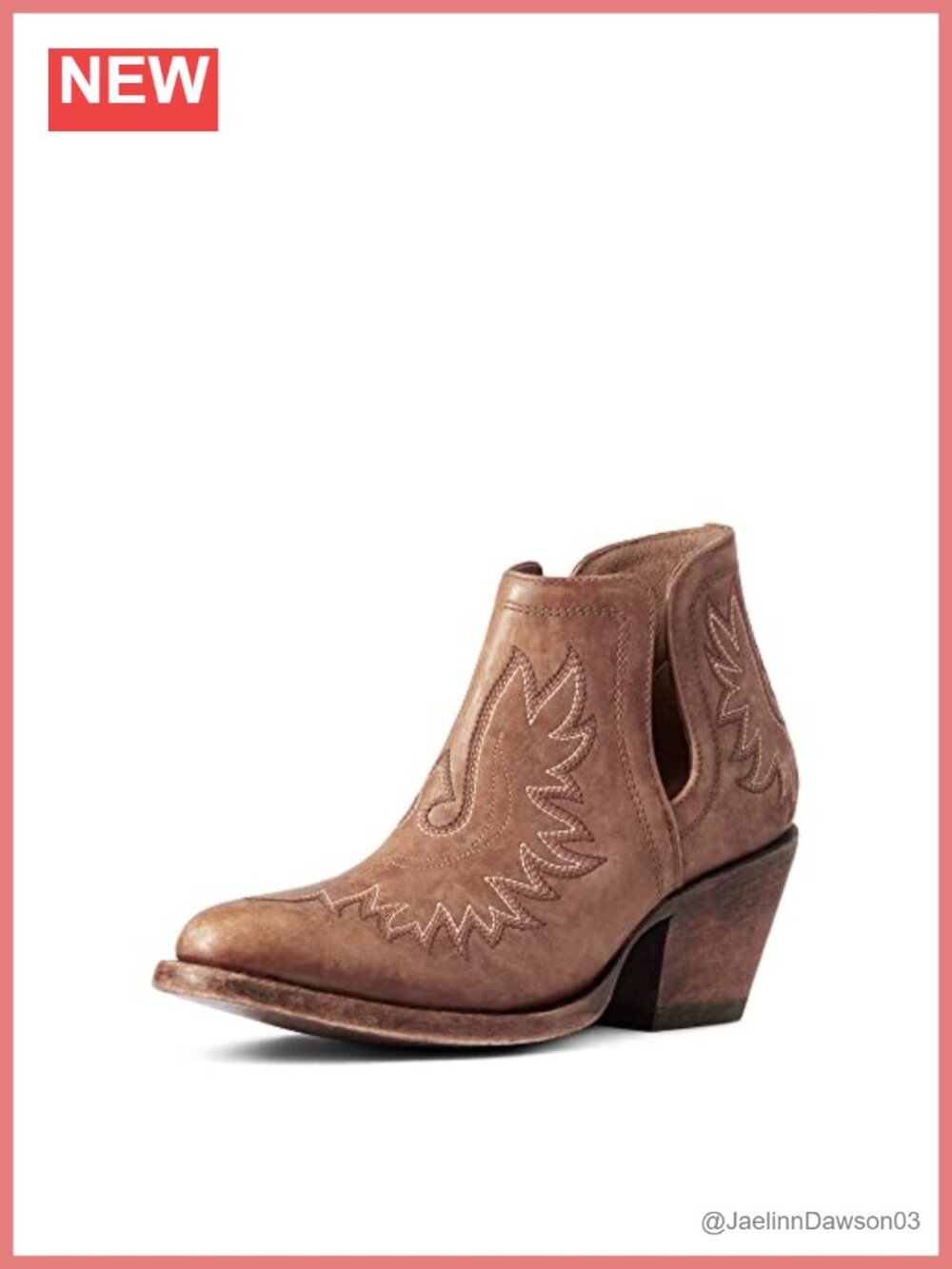 Western Bootie Full-Grain Leather Slip-On Round Toe